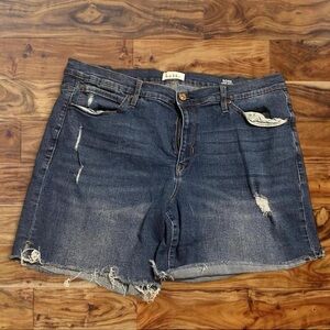 Nicole Miller Distressed Dark Blue Denim Shorts